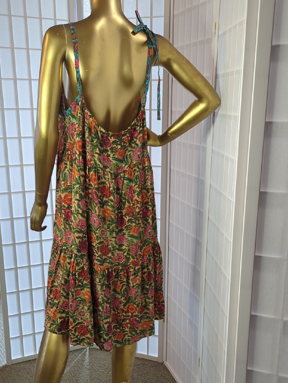 NATURAL LIFE Maddie Cream Floral Tank Dress with Pink & Orange Blooms - Picture 8 of 9